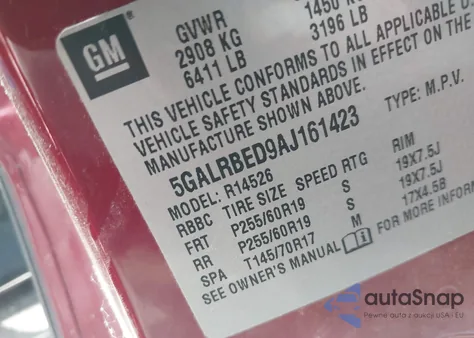 2010 Buick Enclave 1Xl from USA, damaged, VIN 5GALRBED9AJ161423
